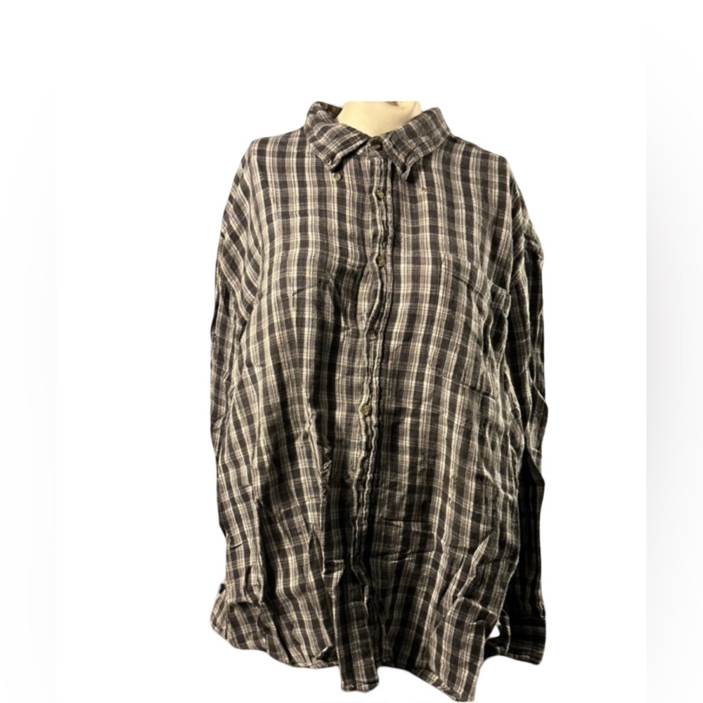 Men's Gray Plaid Long-Sleeve Shirt - Casual Button-Up